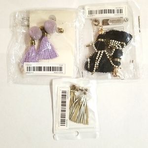 3 Pairs Tassel Earrings NIP